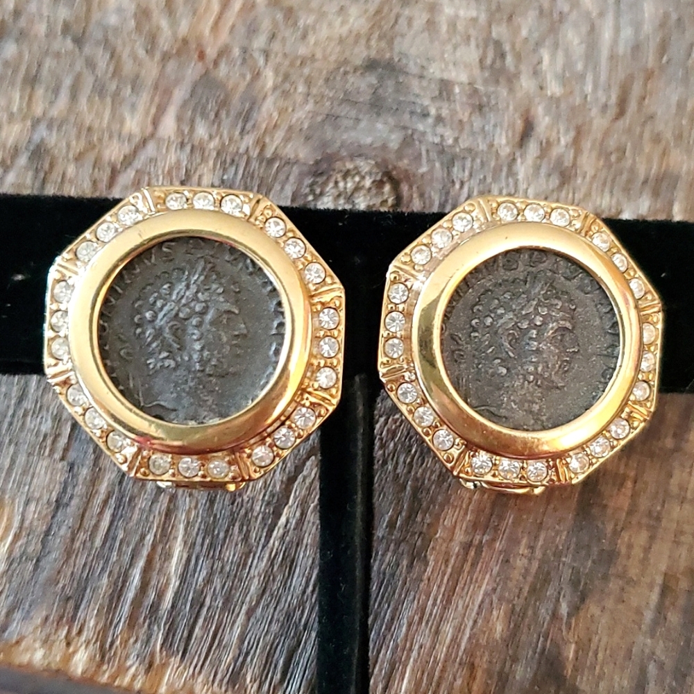 Authentic Vintage Carolee Roman Coin Earrings